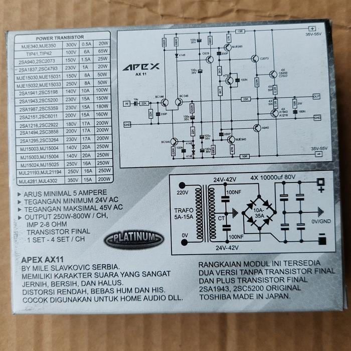 APEX AX11 MK2 HI FI DRIVER POWER MONO C5200 BLAZER OPEN YIROSHI KIT PCB DRIVER + FINAL 2 TRANSISTOR