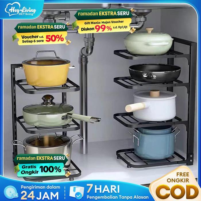 Rak Bawah Kolong Dapur Rak Panci Susun Pot Kabinet Atas Wastafel Dapur Di Bawah Rak Kolong Dapur