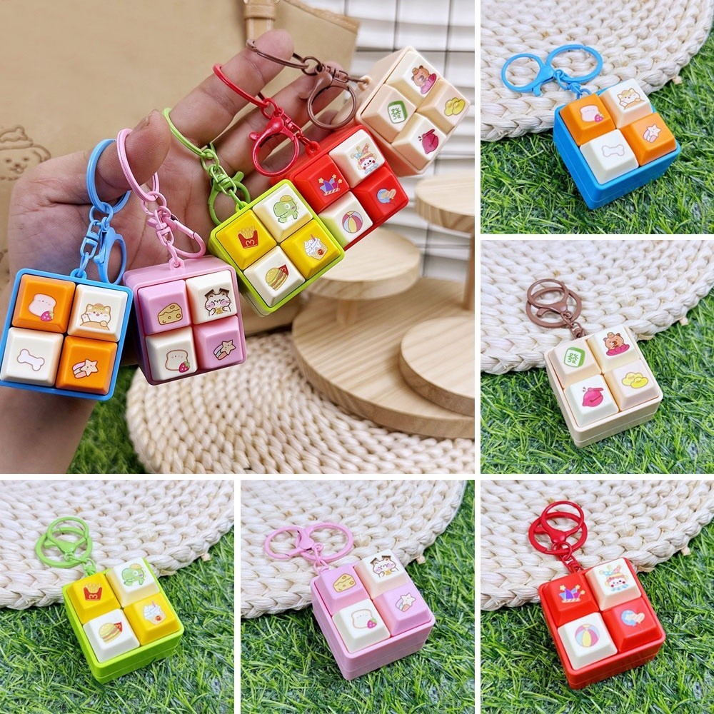 New Cartoon Fidget Keychain DIY Keyboard Keys Button Squeeze Music Keychain Pass The Time Relief