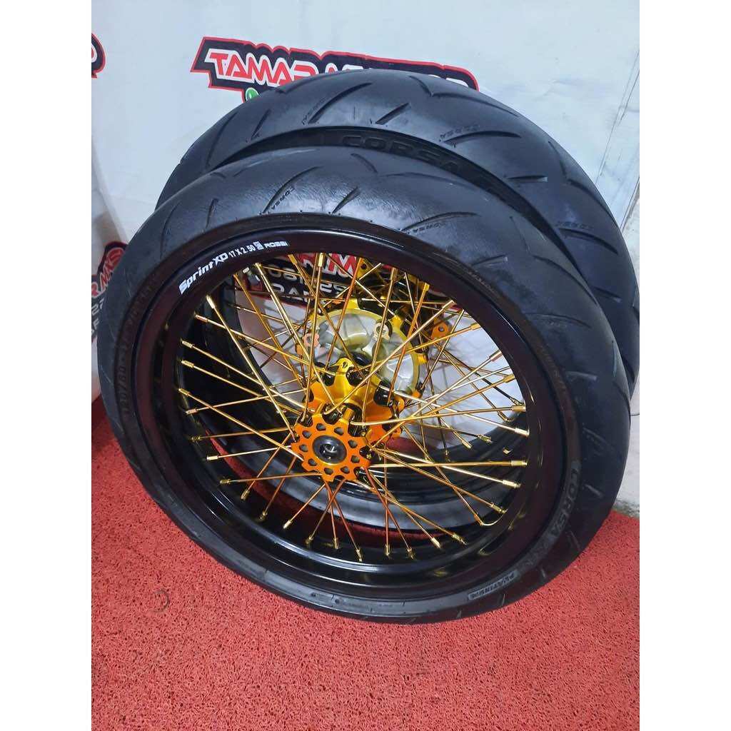 rodaset supermoto crf 150L velg rossi 250/300 tromol freeday ruji scarlet barang full baru cuma ban 