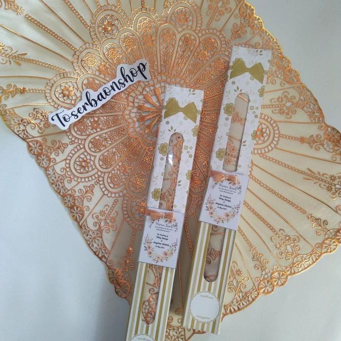 50pcs Souvenir Taplak Meja Gold Silver+Box+Pita+Kartu ucapan Sovenir pernikahan PVC Cantik Harga