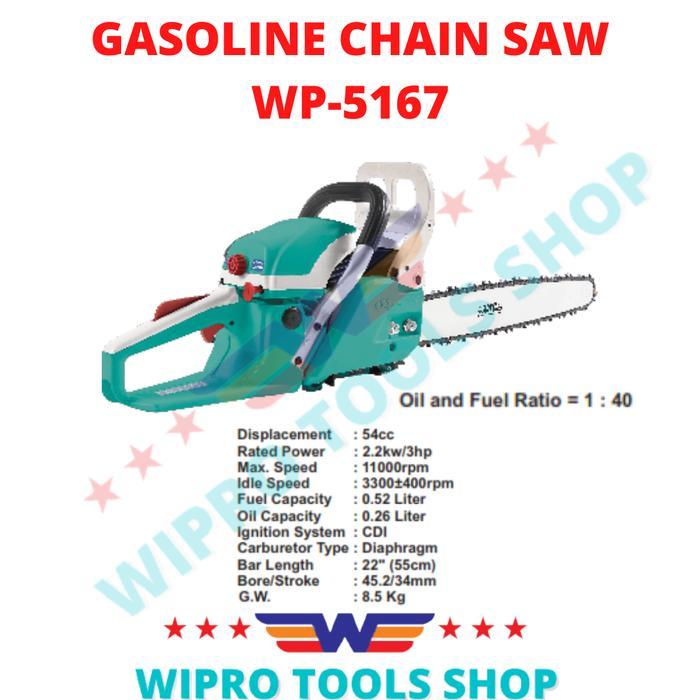 WIPRO Gasoline Chain Saw / Chainsaw / Mesin Gergaji WP-5167