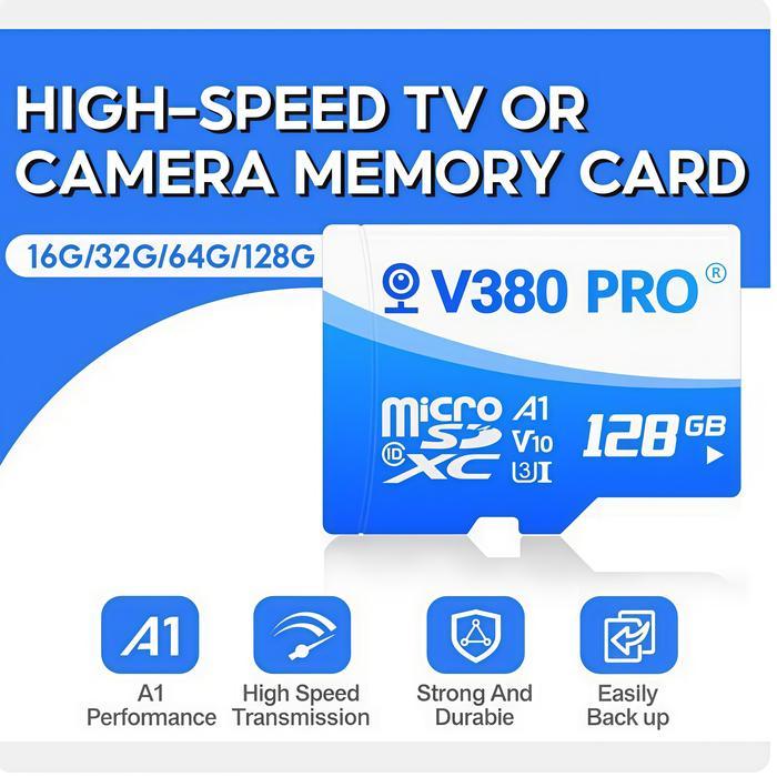 Kartu Memori Asli V380 128GB untuk Kamera CCTV 64GB 32GB Kartu SD Kelas 10 Kecepatan Tinggi Hingga