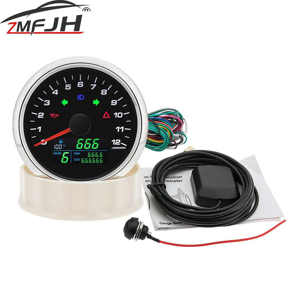 Terbaik Digital GPS Speedometer RPM Trip Odometer For Motorcycle Volt Fuel Level Gauge Digital Speed
