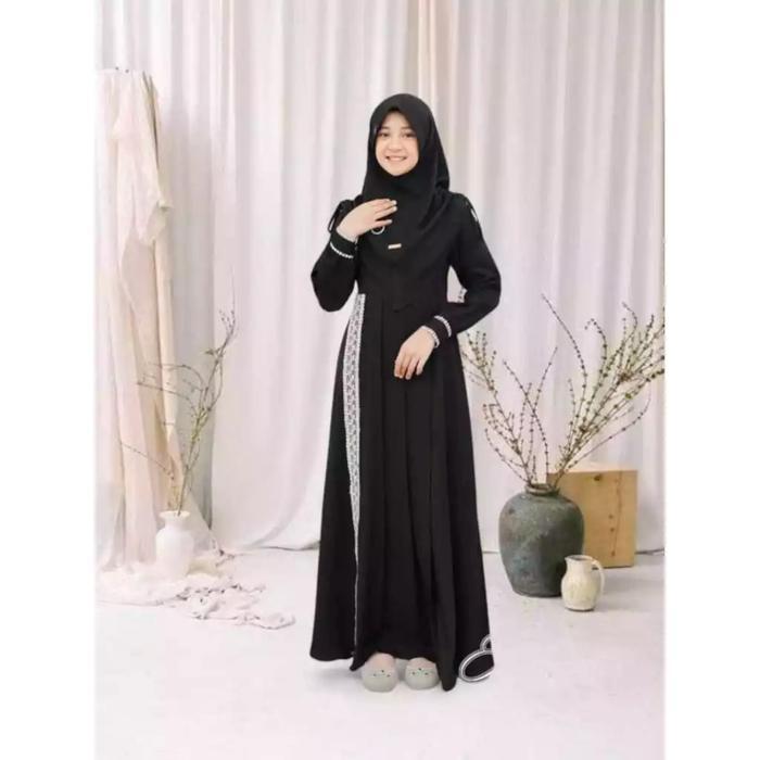 baju santri putri anak perempuan 1215 tahun CRINKLE MAXI WANITA hijab syar'i" Khimar Dress Lebaran