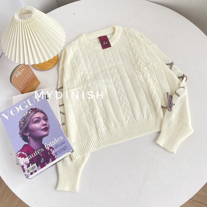 Natali Cable Blouse - Atasan Rajut Wanita Crew Neck Baju IS