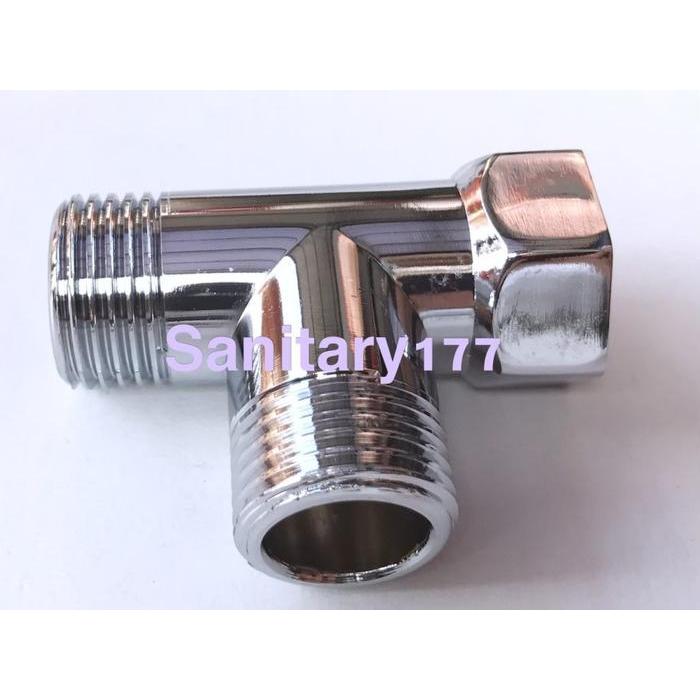Nepel T kuningan chrome / kran T pipa fitting crom sanitary17