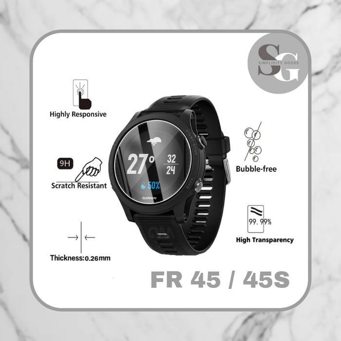 Stok Baru ANTI GORES TEMPERED GARMIN FORERUNNER 45 PELINDUNG LAYAR SMART WATCH