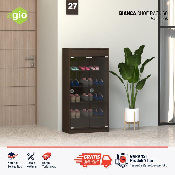 Oggi - Lemari Sepatu Susun Tertutup / Rak Sepatu Anti Debu / Lemari Sepatu Kaca Estetik Minimalis /