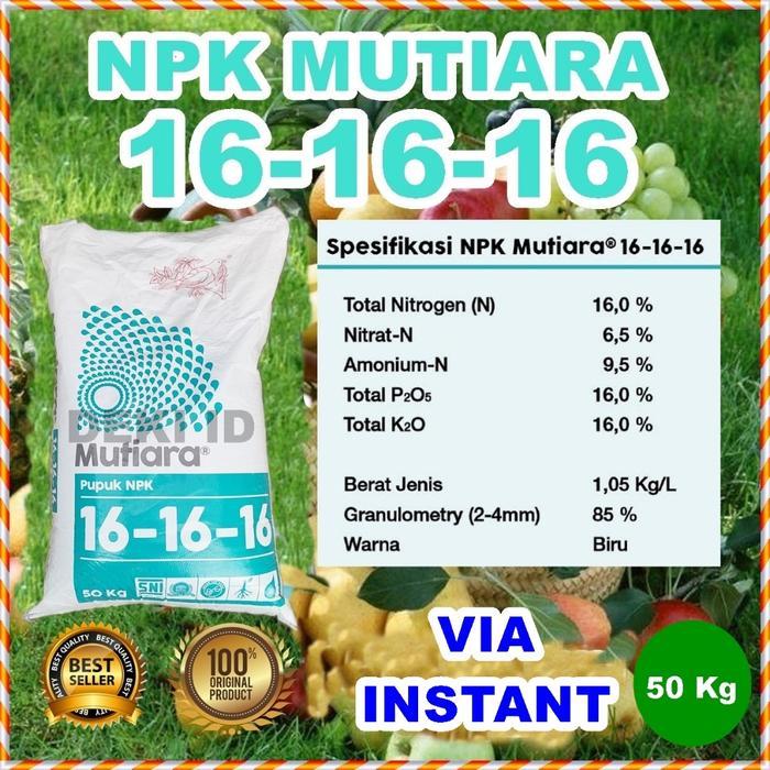 NPK Mutiara 161616 Meroke 50 Kg Via Instant Kemasan Pabrik Pupuk Pertumbuhan Tanaman Bunga Buah