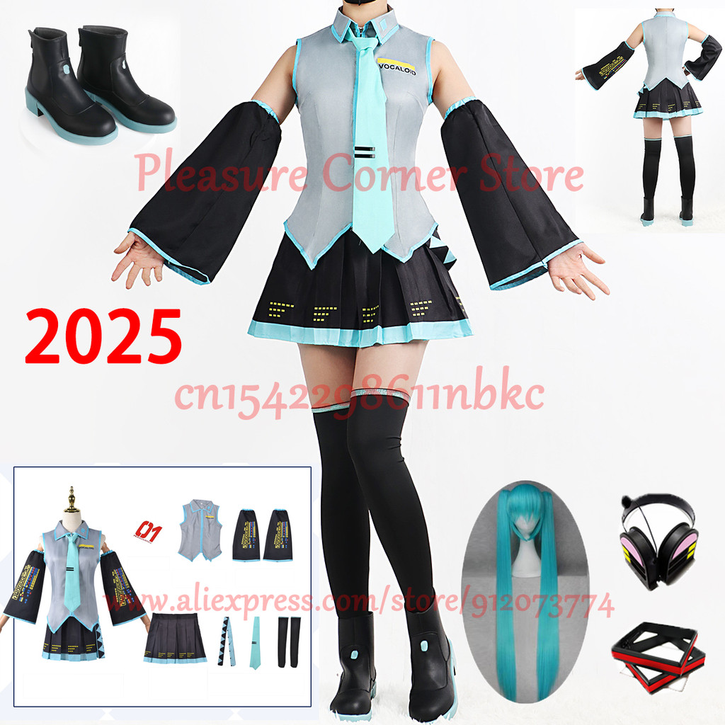 2025 In Stock Anime Miku Miku Cosplay Anime Clothes Cosplay Clothes Jk Skirt Miku Suit Wig