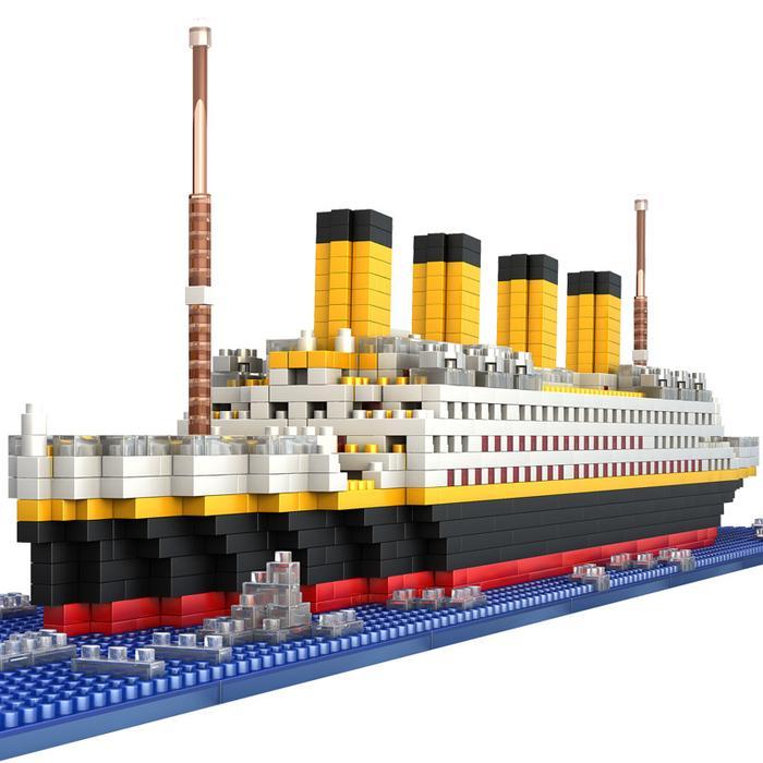 Model Mini Bricks Titanic Cruise Ship Model Boat Diy Building Blocks Bricks With Lamp Kit Kids Toys