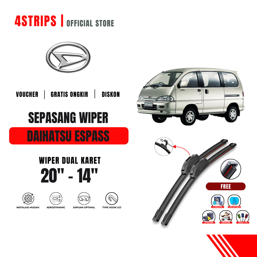 Wiper Daihatsu Espass Dual Kaca Depan Mobil Free 5 Bonus