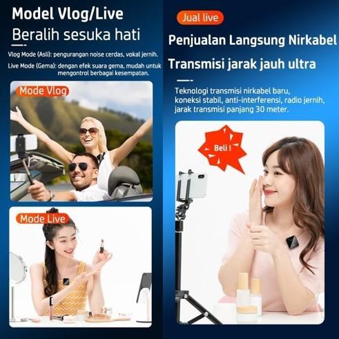 MIC CLIP ON WIRELESS / MIC WIRELESS 2 MICROPHONE BLUETOOTH UNTUK HP PC