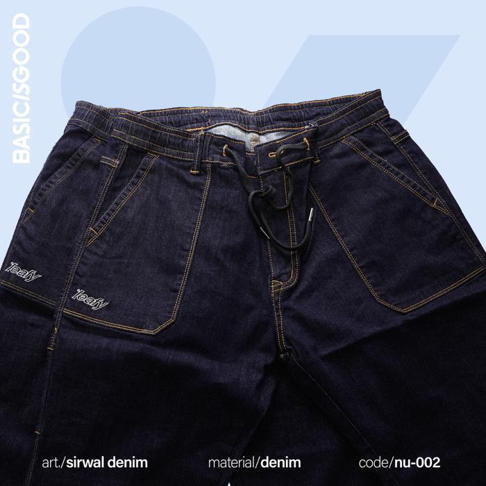 Stok Baru Leafy Sirwal Denim NU 002 - Celana Sirwal Panjang Pria Muslim Ankle Pants Celana Cingkrang