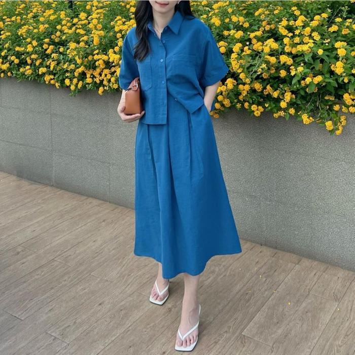 "New" SETELAN PREMIUM LINEN ANGEL / SET WANITA ATASAN DAN ROK