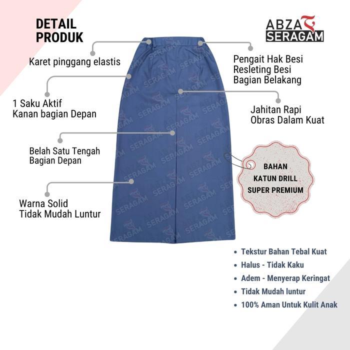 ABZA Rok Panjang Belah 1 Depan Seragam Sekolah SMA Rok Abu SMA Rok Pramuka SMA Rok Wiru 1 Depan Rok