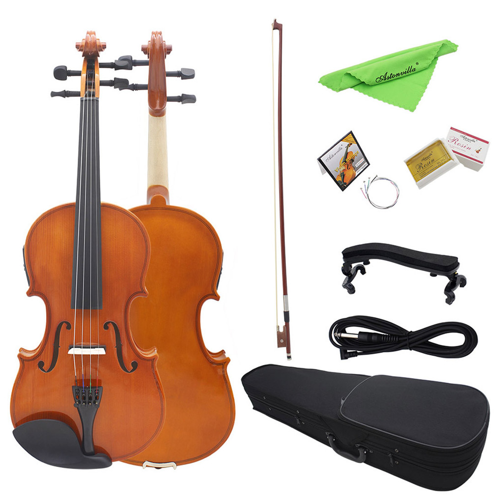 Astonvilla 4/4 Electric Violin Acoustic EQ Natural Surface Maple Back Electric Violin Case Shoulder
