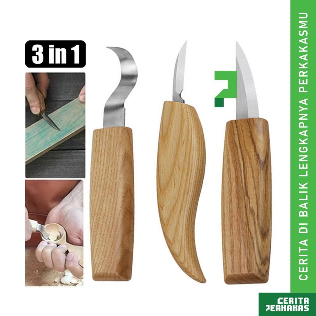 CP Ukir Pisau Raut Kayu 3in1 AK83 / Wood Carving Knife Set / Alat Berisi / Pahat Dapur Potong Model 