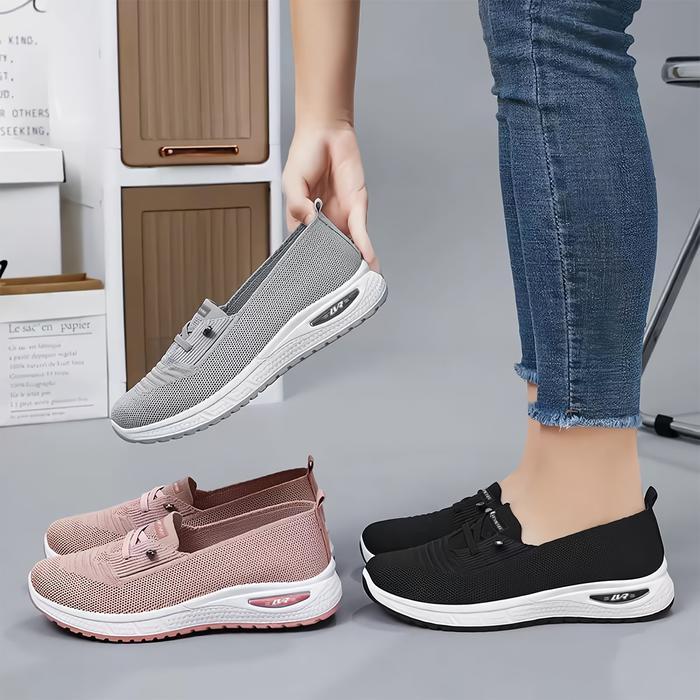 ASLI LVR Minji FREE BOX Sepatu Slip On Wanita Sepatu Rajut Wanita Flyknit Sport LV0627 READY STOCK