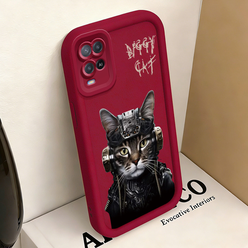 Casing Hp untuk OPPO A54 Case Mechanical cat Kasing silikon Cesing Anti Crack Tahan Banting Kesing S