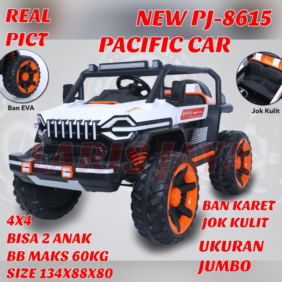 MOBIL AKI ANAK JEEP PJ-8615 MOBILAN AKI JEEP BESAR BAN KARET 4X4