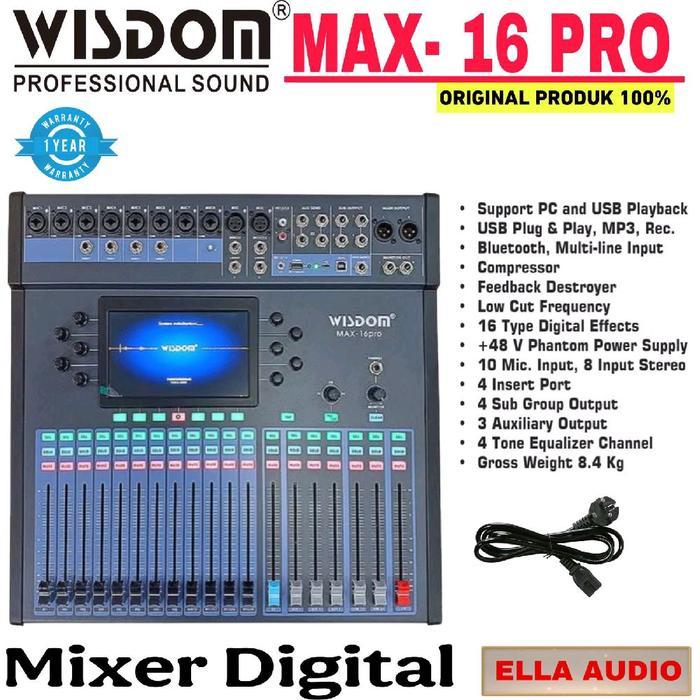 Mixer Wisdom Max16 Pro 16 Channel Audio Mixer Semi Digital Wisdom Max-16 Pro