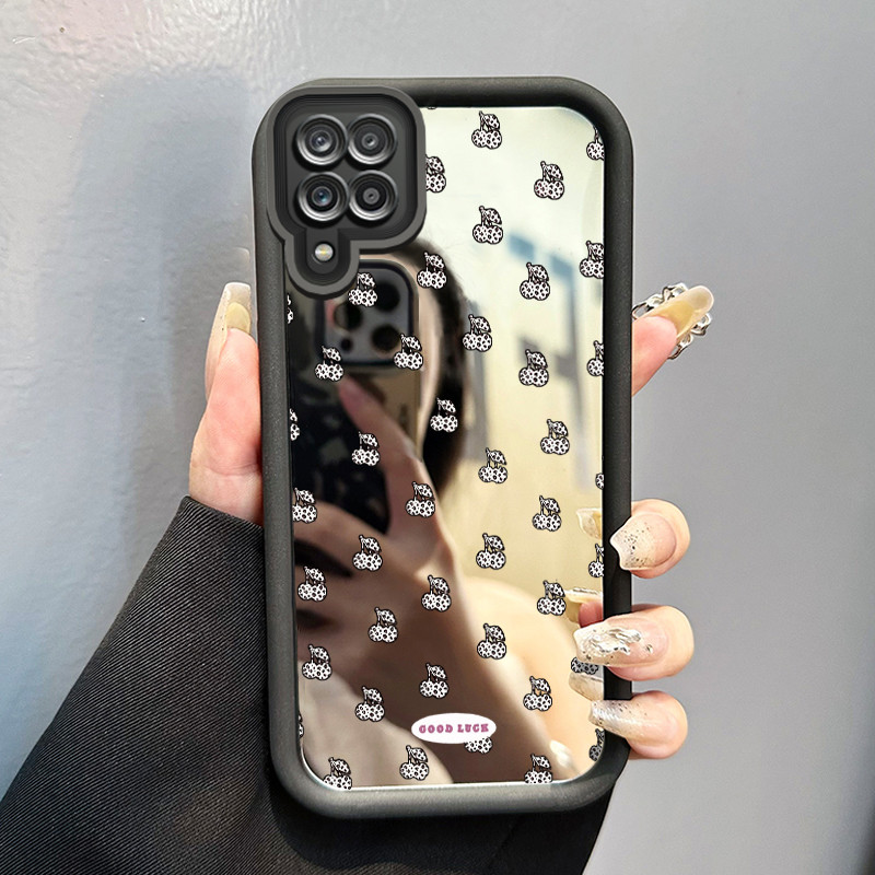 Casing Hp Samsung Galaxy A12 4G A12 5G F12 M12 A22 M22 Case Leopard print cherries Cermin Kasing sil