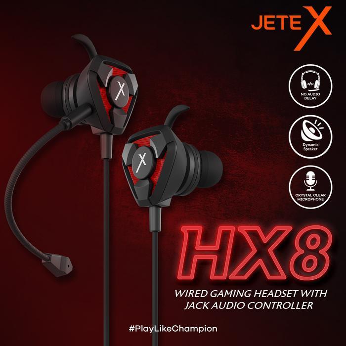Jete-X Hx8 Headset Gaming Kabel Earphone Earbuds Microphone No Audio Delay Detachable Mic - Garansi