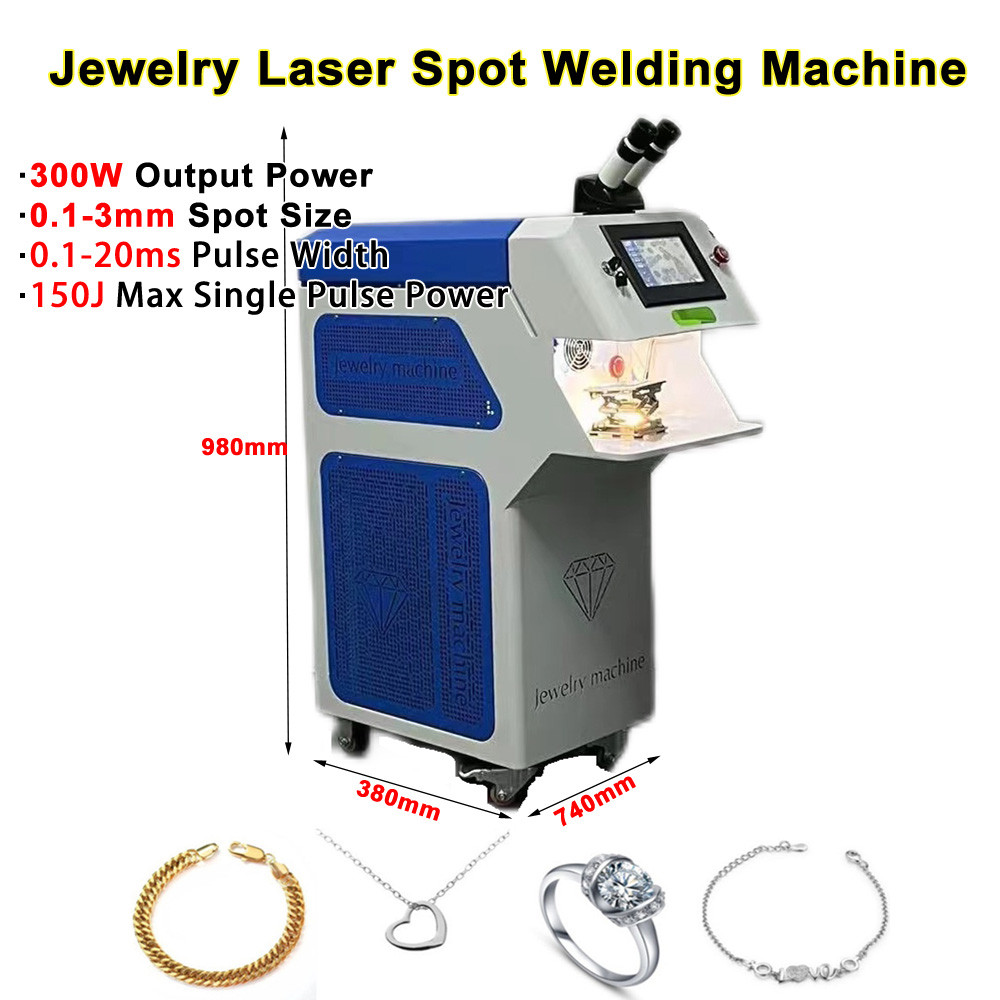 Mini YAG Laser 300W Kekuatan Super 150J Layar Sentuh Mesin Las Titik Perhiasan dengan Mikroskop HDCC
