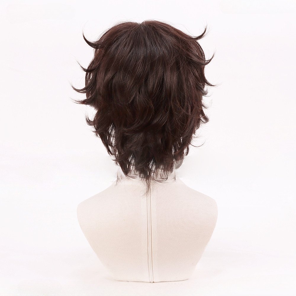Anime Dazai Osamu Wig Cosplay Scalp 30Cm Short Brown Dazai Osamu Cosplay Wig Heat Resistant Hair
