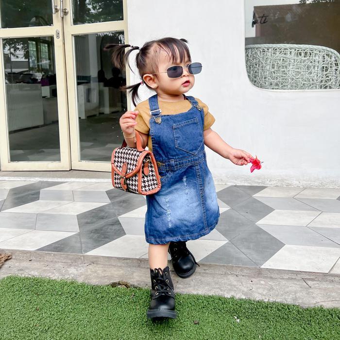 6bln-4th Overall Rok Jeans Anak / Baju Kodok Anak bayi Lengan Perempuan