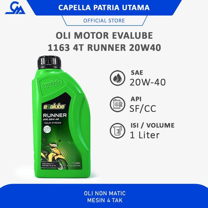 OLI MESIN MOTOR NON MATIC 4 TAK EVALUBE 4T RUNNER 20W-40 1L (DELIVERY)