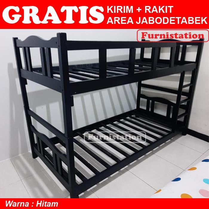Ranjang Susun Kayu / Ranjang Tingkat Anak/ Tempat Tidur Tingkat Pendek