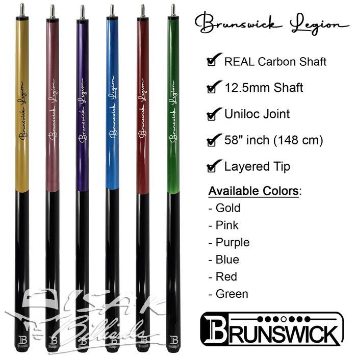 Brunswick Legion Cue Gold - Real Carbon Shaft Uniloc Pool Stick Billiard
