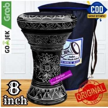 Gendang Atau Darbuka Kayu 8 inch Hitam Silver Power Beat Hitam Made In Taiwan