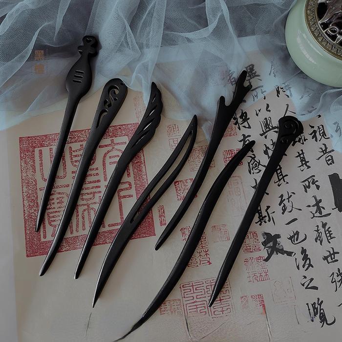 CSP186 Tusuk Konde Kayu Hitam Polos Putri Ratu China Jepang Cosplay Aksesoris Rambut