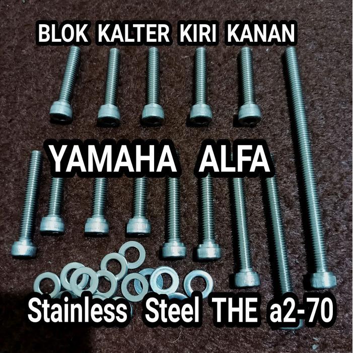 Baut Bak Blok Mesin Set Yamaha Alfa Stainless L