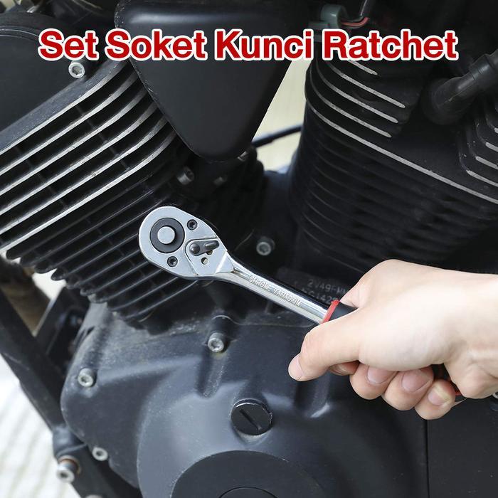 Kunci Socket Wrench Set Ratchet Kunci Pas 12 Antarmuka Kunci Pas Soket Ratchet 24 Gigi Set 12 Buah
