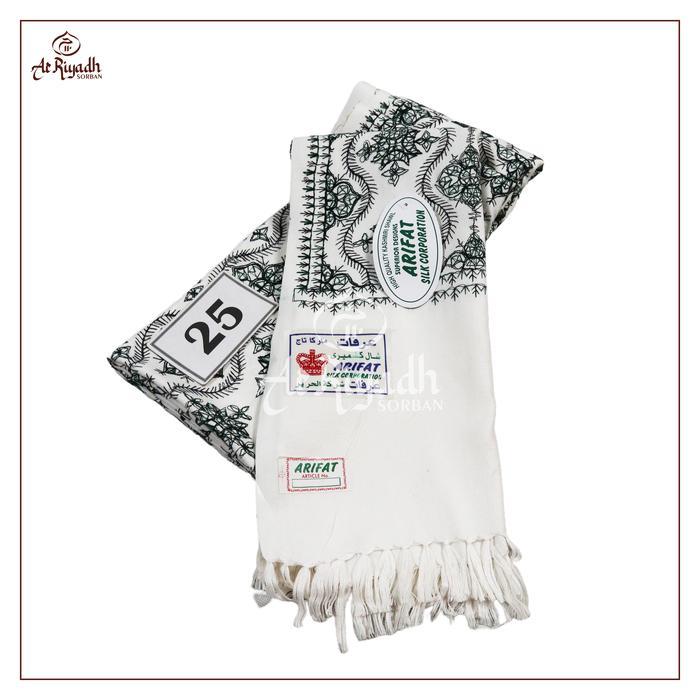 Sorban Kashmiri Arifat Putih Full Motif Sulam Good Quality