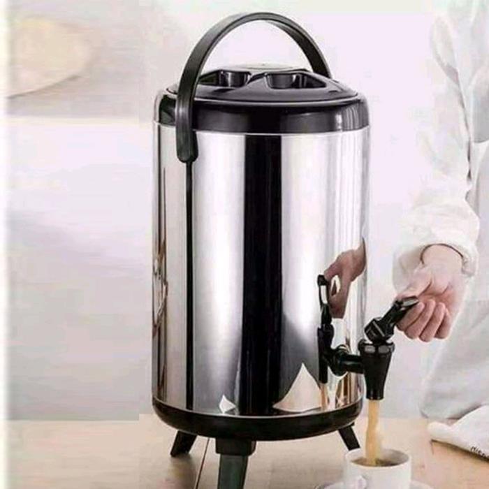 Water Jug Drink Jar Milk Tea Bucket Stainless Steel 8L - Polos