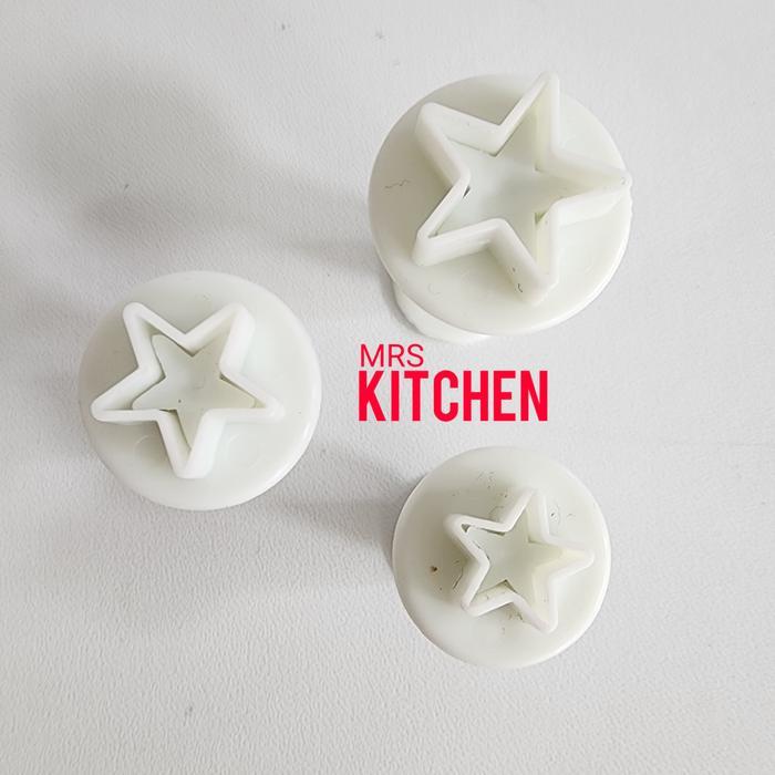 CETAKAN KUE KUKIS FONDANT STAR PLUNGERS SET OF 3 CLAY CUTTER MOLD 18MM, 15MM DAN 9MM