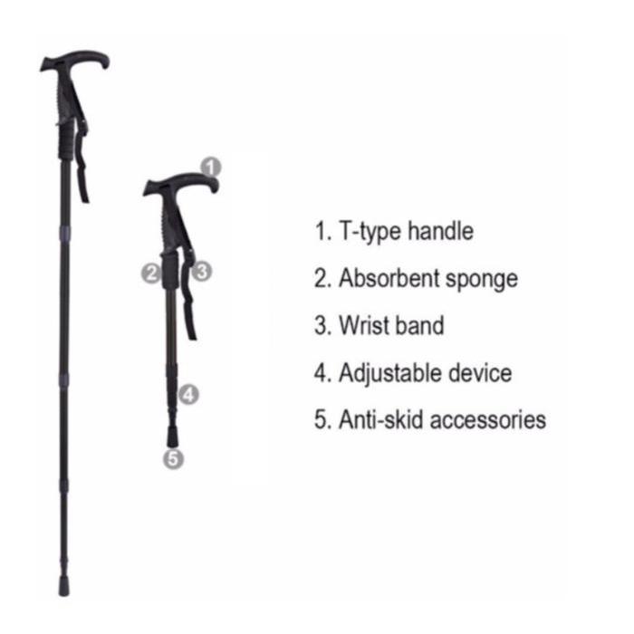 Tongkat Lipat Besi Alat Bantu Jalan Lansia Orang Tua Trekking Hiking