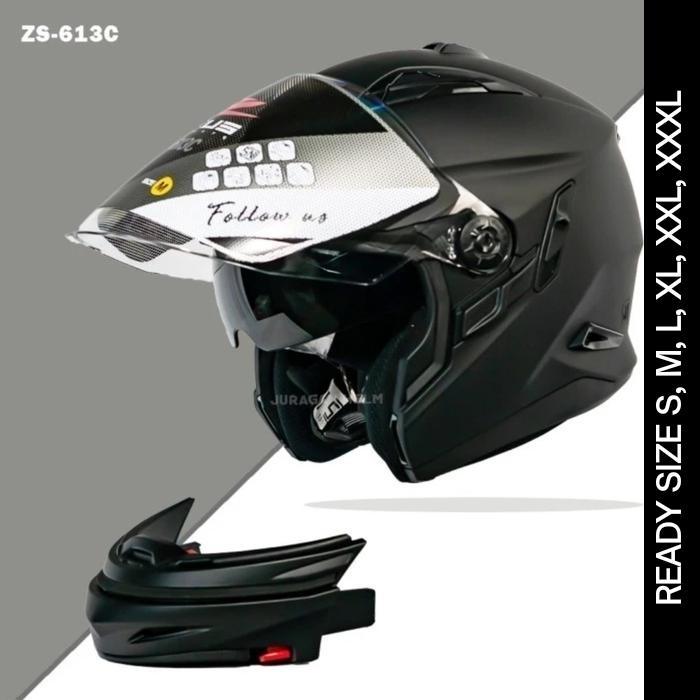 Helm Zeus 613C Matt Black Touring Halface Adventure Modular XXL XXXL