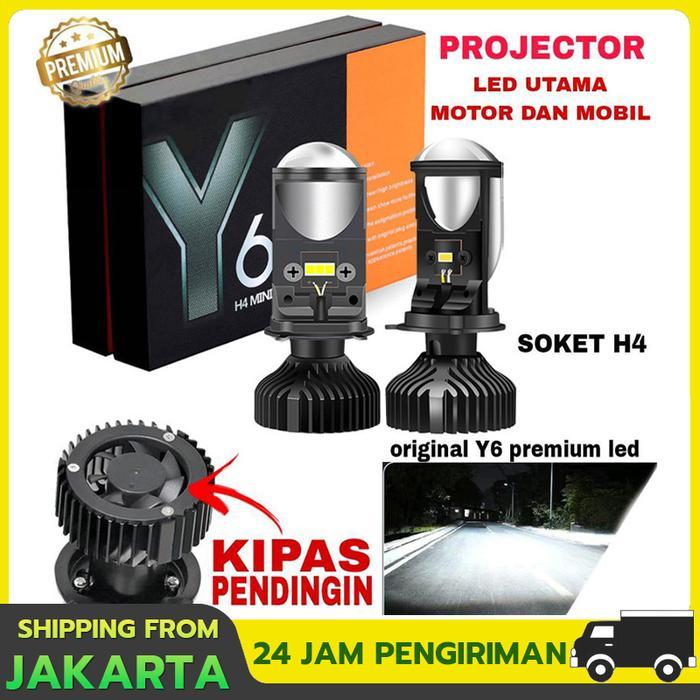 Lampu Utama Mobil Dan Motor Y6 Prjecktor Mini Soket H4 Super Terang 12-24 Volt / Lampu Utama Led