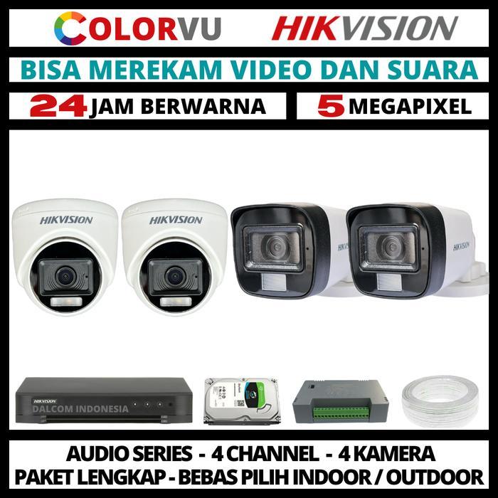 Paket Cctv Hikvision 5Mp 4 Channel 4 Kamera Colorful
