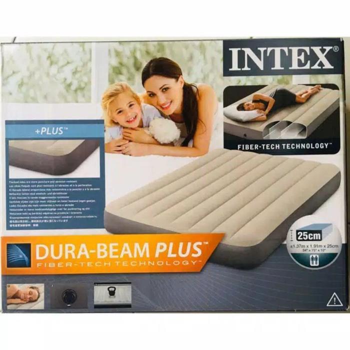 Kasur Angin Tiup Pompa INTEX Double Airbed Durabeam Fiber-tech 137
