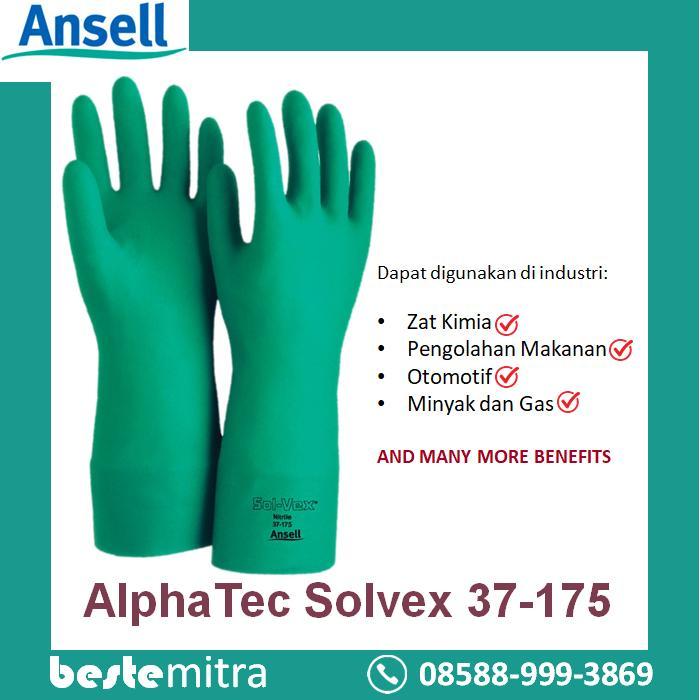 "New" Ansell Alphatec Solvex 37-175 Green Nitrile Chemical Gloves