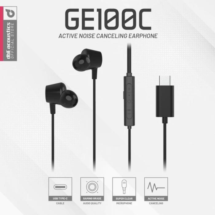 Dbe Ge100C Gaming Earphone Type C With Microphone + Anc Active Noise Cancelling Typec Bass Soundcard
