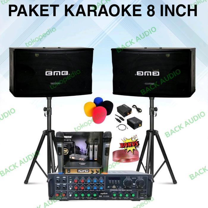 PAKET SOUND KARAOKE RUMAH PAKET KARAOKE 2 SPEAKER BMB 8 INCH KOMPLIT